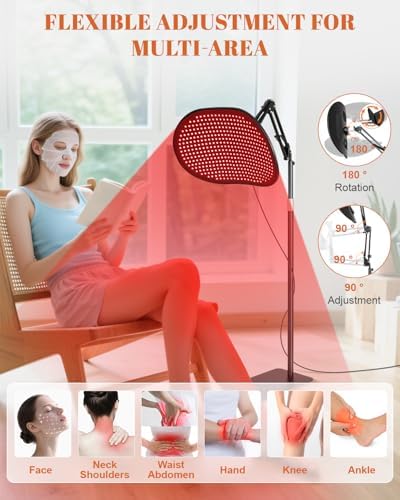 Astarexin Red Light Therapy for Face Body, 2-in-1 Infrared 432 LEDs Light Therapy with 660nm & 850nm Near Redlight Device Large Panel with Wireless Remote Stand Timer - Image 6