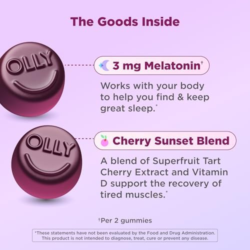 OLLY Muscle Recovery Sleep Gummy Supplement, Tart Cherry - 40 Count - Image 5