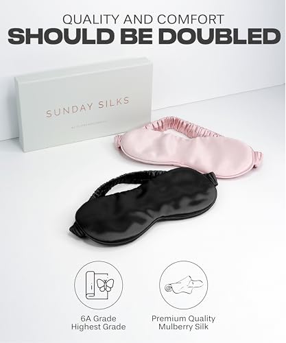 Silk Sleep Mask for Women and Men - Silk Eye Mask for Sleeping, Blindfold, Eye Covers, Pack of 2 - Image 2