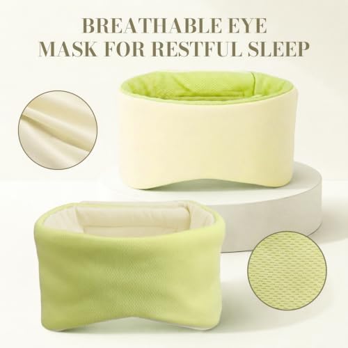Sleep Mask for Women Men, Reversible Eye Mask Sleeping with Cozy & Cooling Sides, Adjustable Velcro Band, Blackout Face-Hugging Padded Eye Cover for Sleeping Travel Office, Cyan/Yellow - Image 6