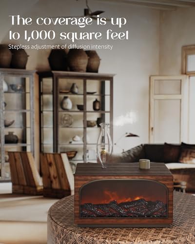 Waterless Oil Diffuser, Fireplace Flame Model, 3 Color Light with Bulb - Image 5