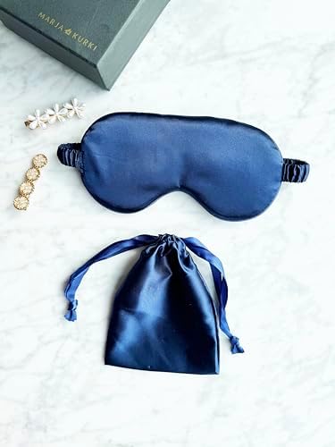 [1 Pack] QSYW Sleep Masks, Satin Eye Mask for Sleeping - Silky Eye Masks Bulk with Storage Bag & Elastic Strap,Blue - Image 2