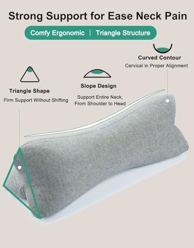 Buckwheat Pillow Neck Roll Bolster, Buckwheat Hulls Filling Neck Support Pillows, Adjustable Firmness Neck Pain Relief for Back Sleepers, Breathable Comfortable Covers, Grey 15 X 5 Inches - Image 2