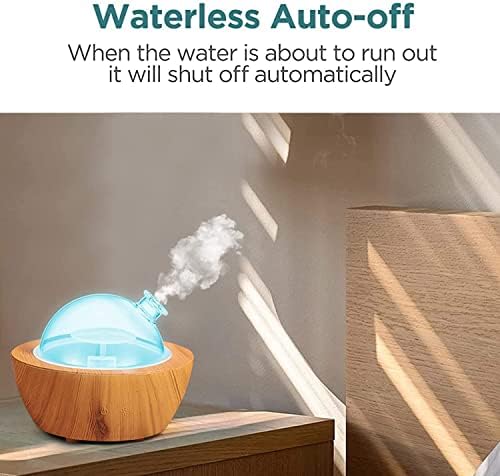 280ml Glass Essential Oil Diffuser Wood Grain Base Air Aroma Diffusers for Aromatherapy Cool Mist Humidifier with Safe Auto Shut-Off and 7 Color LED Night Lights for Home Office Room - Image 4
