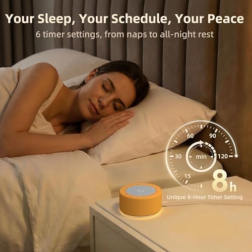 Kipcush White Noise Machine for Baby & Adults, 30 Soothing Sounds, Soft Non-Glare Nursery Lamp, 8 Color Night Lights, Memory Function (Angel V3 Orange, Standard) - Image 3