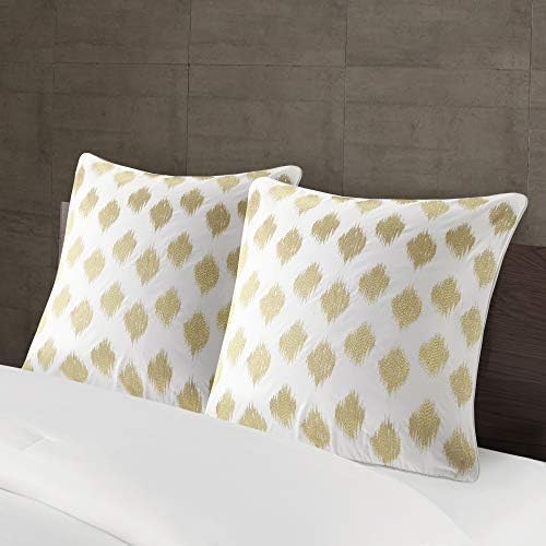 INK+IVY Nadia Dot Mid Century Modern Cotton Square Decorative Pillow Sofa Cushion Lumbar, Back Support, 18"x18", Metallic Embroidery Gold/White - Image 2