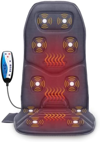COMFIER Back Massager with Heat, 10 Motors Vibration Seat Massager, Chair Massage Pad, Heated Chair Pad, Chair Warmer,Gifts for Elderly, Mom, Dad (Gray) by COMFIER