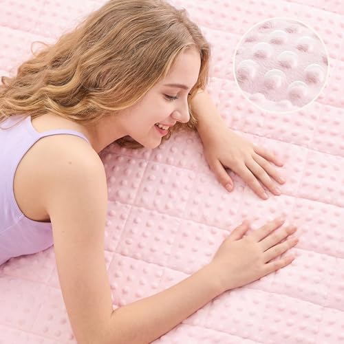 yescool Pink Weighted Blanket for Adults 15 lb, 48 * 72in Twin Full Size Heavy Throw Blanket for Teens Better Sleep - Image 2