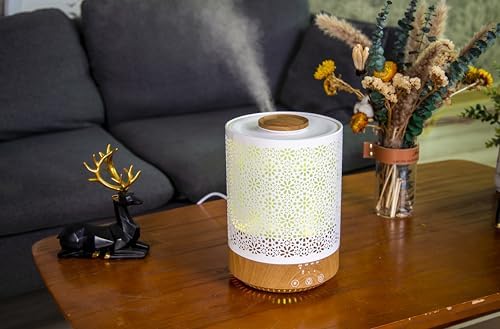 BlueHills 2500 ML Humidifier with Essential Oil Diffuser Combo Aroma Home Décor Design for Large Bed Bath Kids Baby Living Rooms Big Capacity LED Lights Scent Ultrasonic Cool Mist Wood Grain F006 - Image 6
