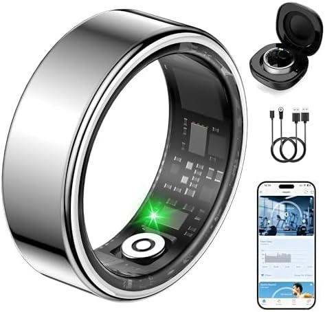 TERRALAB 2.0 Smart Ring,iOS & Android Compatible,IP68 Waterproof,Sports/Stress/Blood Oxygen/Heart Rate/Sleep Health Monitoring for Women&Men, with a Charging Case,No Subscription Fee by Unknown