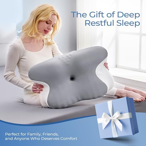 BDEUS Cervical Neck Pillow for Sleeping – Ergonomic Memory Foam Pillow with Massage Nodes for Neck Pain Relief, Side Sleeper & Back Support, CertiPUR-US Certified, Grey - Image 7