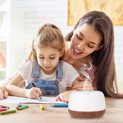 SEEDSEEL 300ML Essential Oil Diffuser, Mini Aromatherapy Diffuser with Remote Control, 7 Color Changing LED Light, 4 Timer for Bedroom, Room, Office - Image 5