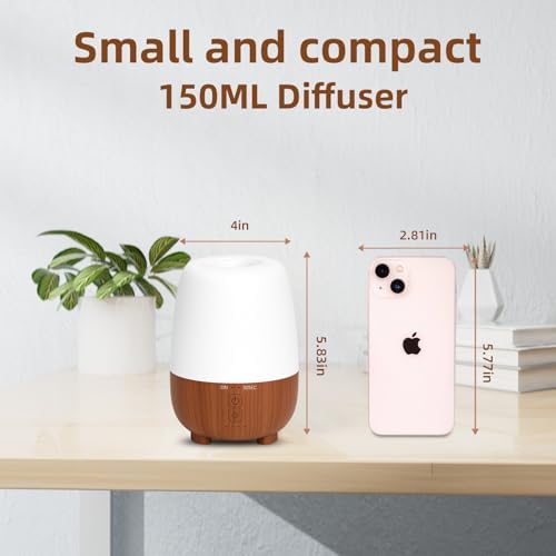 SEEDSEEL 150ML Rechargeable Battery Essential Oil Diffuser, Portable Cordless Aromatherapy Diffuser with 7-Hour Runtime, 7 LED Color Changing Lights for Bathroom,Bedroom, Office, Outdoor - Image 4