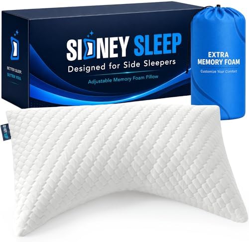 Sidney Sleep Adjustable Curved Pillows for Neck and Shoulder Support with Extra Shredded Fill - Cervical Contour Pillow for Side and Back Sleepers - Queen Size 19" x 29" CertiPUR-US Certified (White) by SidneySleep