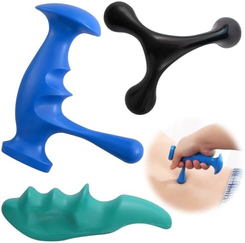 3PCS Thumb Saver Massage Tools,Manual Deep Tissue Massage,Set Include 1 Green Thumb Protector Tool & 1 Trigger Point Pressure Massager & 3-Legged Massage Knobs (3 Pcs) by Unknown
