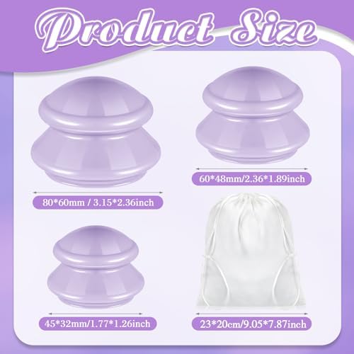 TrelaCo 6 Pcs Silicone Cupping Kit for Massage Therapy,Lavender - Image 2