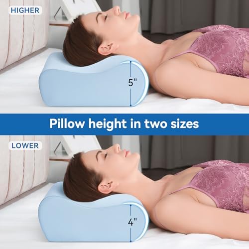 AM AEROMAX Travel Contour Memory Foam Pillow for Neck Pain Relief, Blue - Image 2