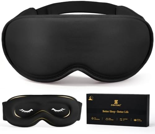 Modal Premium Sleep Mask for Men & Women - 100% Blackout Sleeping Eye Mask for Side Sleepers 3D Zero Pressure Lash Friendly Removable Cup Easy Wash Ultra Soft, Perfect for Sleep/Travel/Nap/Office by RestEasyLiveCalm