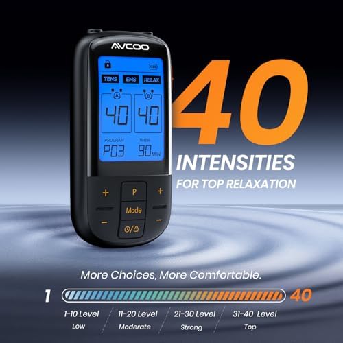 AVCOO 3-in-1 TENS Unit with EMS & Relax for Pain Relief, 32 Modes, EVA Case - Image 4