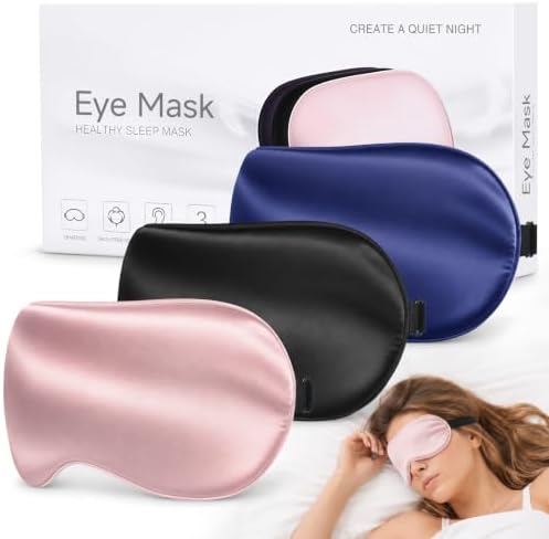 Silk Sleep Mask, Light Blocking Eye Mask for Sleeping with Adjustable Strap by HOME
