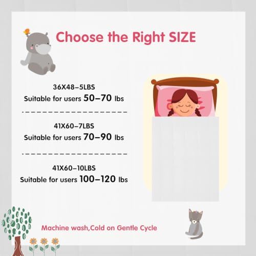 yescool Weighted Blanket (5 lbs, 36" x 48", White) Cooling Heavy Blanket, Perfect for 40-60 lbs, Breathable Throw Blanket Gifts with Premium Glass Bead, Machine Washable - Image 6