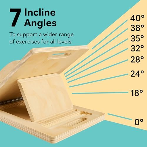 Slant Boards for Exercise, Wooden Slant Board, Calf Stretch Board with 7 Incline Angles, Velour Board, Balance Board & Calf Stretcher, Portable Incline Board for Physical Therapy, Ankle Mobility, Heel & Knees - Image 5