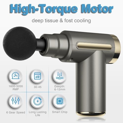 Jancane Mini Massage Gun with Case, Deep Tissue Muscle Massager with 6 Speeds & 4 Heads, Super Quiet Handheld Percussion Massager for Pain Relief, Athletes, Office Workers & Parents, Portable Gift - Image 4