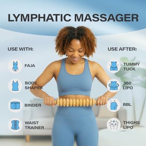 Bruizex Wood Therapy Massage Tool, Lymphatic Drainage Massage Roller Stick - Image 2