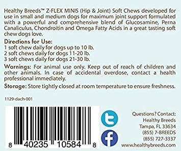Healthy Breeds Dachshund Z-Flex Minis Hip and Joint Support Soft Chews 60 Count - Image 3