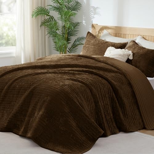 BEDELITE Velvet Quilt Set King Size, Luxury Velvet Comforter Bedding by BEDELITE