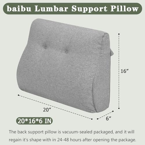baibu Patented Dual-Layer Memory Foam Lumbar Pillow for Recliner, Light Grey - Image 4
