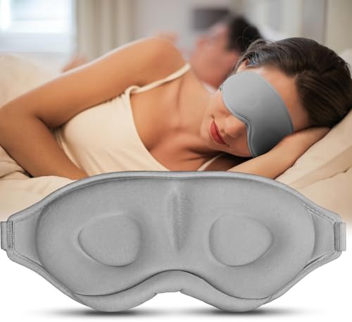 Sleep Mask for Side Sleeper Women Men, Light Blocking Eye Mask for Sleeping, 3D Contoured Cup Sleeping Mask for Zero Eye Pressure, with Adjustable Elastic Strap for Sleep Travel, Grey by Gizmolet