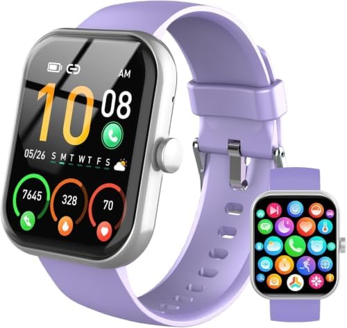 Smart Watch for Men Women (Answer/Make Call), 1.96"HD Smartwatch with Heart Rate/Sleep Monitor/Pedometer, 113+ Sports Modes, New Fitness Watch IP68 Waterproof, Activity Tracker for Android iOS-Purple by Jugeman