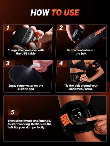 EMS Muscle Stimulator 5-Piece Set - Rechargeable Ab, Arms & Legs Stimulator for Core Strength, Body Toning & Workout Recovery, Watching TV, Working or Relaxing After Exercise to Use, Men & Women - Image 3