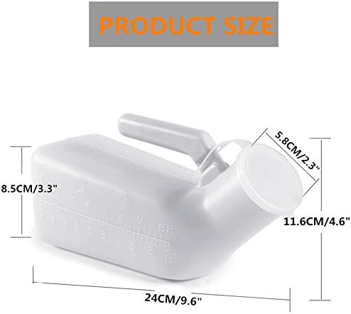 Thick Firm Male Urinal Urine Bottle with Lid 32oz./1000mL (White)pack of 2, - Image 2
