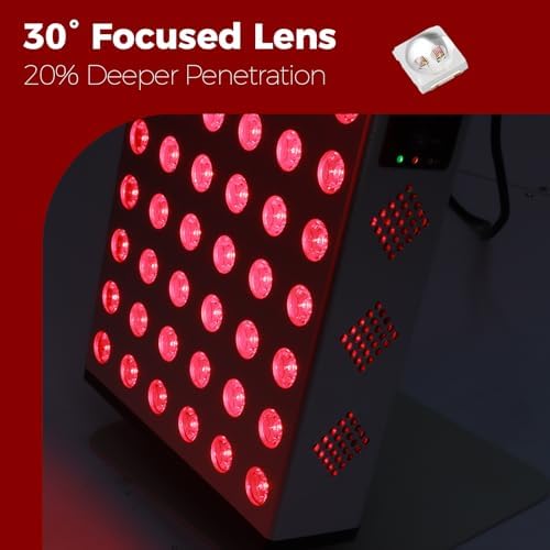 Red Light Therapy Panel, 660nm Red Light and 850nm Near Infrared Light Device, 60 LEDs, 300W LED Power, Adjustable 1-60 Min Timer, Stand and Eye Protection for Face and Body Care - Image 6