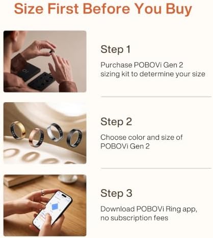 POBOVi Gen 2 Titanium Smart Ring for Women & Men, Sleep & Heart Rate Tracker, No Subscription, Size Before You Buy (Polished Gold, Size 8) - Image 2