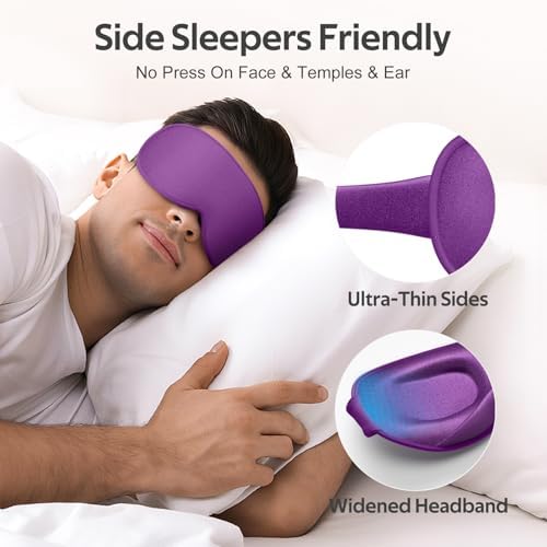 Vynix® Sleep Mask for Women Men - 100% Blackout Eye Masks for Sleep - 3D Soft Sleeping Mask for Side Sleepers - Zero Pressure Lash Extensions Eye Cover Shade for Airplane Travel Essentials, Purple - Image 4