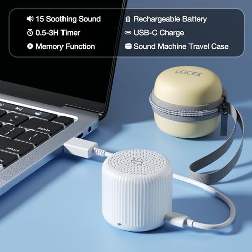 LEICEX Portable Sound Machine + Travel Case, Mini White Noise Machine for Sleeping & Travel Case - Image 6