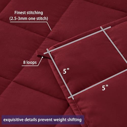 yescool Weighted Blanket for Adults (20 lbs, 88” x 104”, Red) Cooling Heavy Blanket for Sleeping Perfect for 190-210 lbs, Queen Size Breathable Blanket with Premium Glass Bead, Machine Washable - Image 6