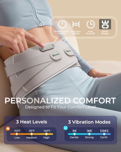 Triple Method Back Massager with Heat, 4 Motors Vibration & Lumbar Support, Dual-Zone Heating for Lower Back & Period Cramps, 10000mAh Cordless Portable Heating Pad for Muscle Relaxation - Image 3