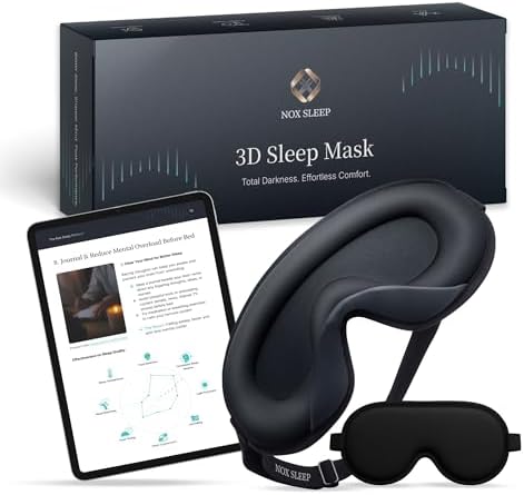 Nox Sleep 3D Sleep Mask for Men, 100% Blackout Eye Mask for Sleep, Ice Silk Adjustable Sleeping Mask for Side Sleepers, Soft Breathable Blindfold, Perfect Sleep Mask for Travel & Women (Black) by NOXSLEEP