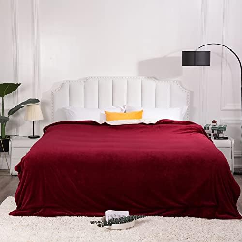 NANPIPER King Size Sherpa Blanket, Soft Fleece Throw for Bed, Reversible Thick Fuzzy Blanket for Winter (Wine Red, 90x108 inches) - Image 3