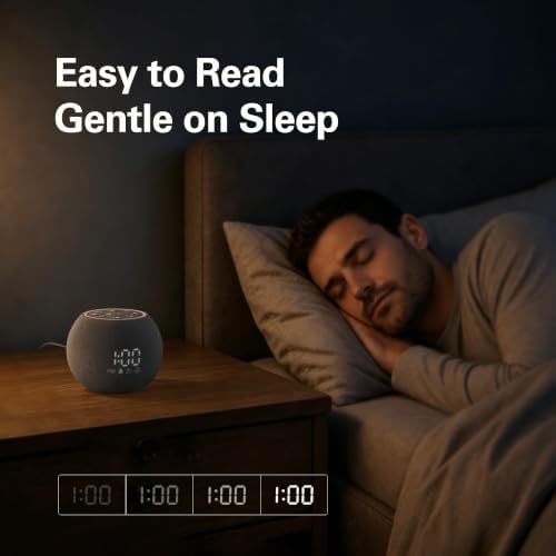 Zarler Sound Machine Alarm Clock for Bedroom, White Noise Machine Soothing Sounds for Sleep, Gentle Alarms for Wake Up, Dimmable Clock Display, Ambient Night Light, Plug in Bedside for Sleeping Adults - Image 5