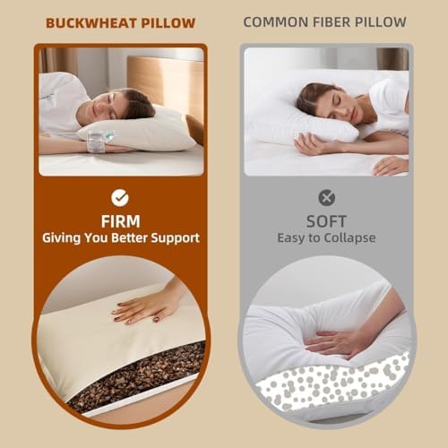 Organic Buckwheat Pillow for Sleeping with Organic Cotton Pillowcase - Image 5