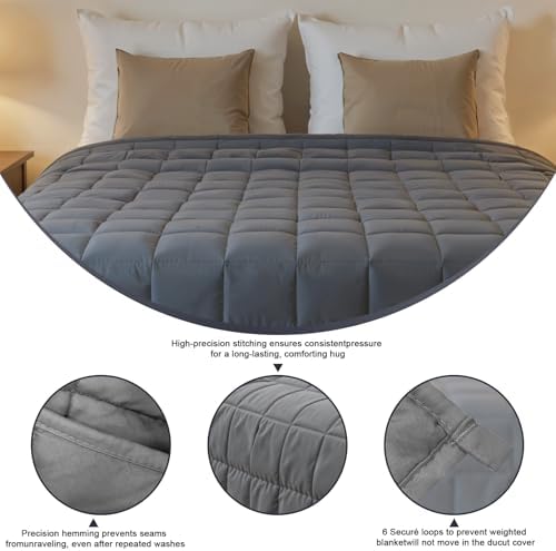 Weighted Blanket for Adults, Grey Cooling Heavy Blanket for Sleeping Perfect for 190-210 lbs, Queen Size Breathable Blanket with Premium Glass Bead, Machine Washable (60" x 80" 20lbs) - Image 4