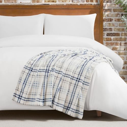 Lucky Brand Camper Plaid Blue 50"x70" Cozy Plush Blanket - Premium Microfiber Throw for Luxurious Comfort and Style by LuckyBrand