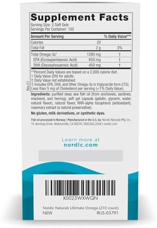 Nordic Naturals Ultimate Omega, 1280mg Omega-3 Fish Oil, Lemon - 210 Count - Image 2