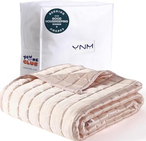 YnM Cooling Weighted Blanket for Adults, 15lbs Heavy Bed Throw Comforter with 100% PE Fabric, Ideal for Hot Sleepers or Summer Days(48x72 Inches for Twin/Full Bed, 15 Pounds, Pink) by YNM