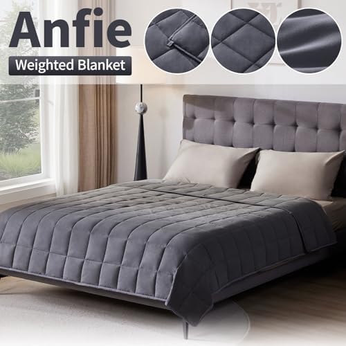 Weighted Blanket Queen Size (60"x80" 12lbs),Ultra Soft and Cozy Cooling Weighted Blanket Queen Size for Adult,Heavy Blanket with Machine Washable Soft Blanket, Dark Grey - Image 5